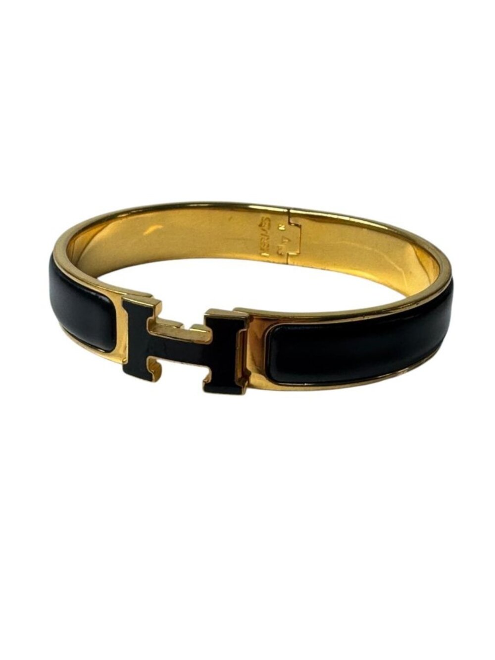 Hermes Clic Clac Bracelet Black Gold